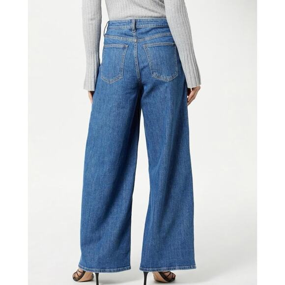 The Drop Frida Wide Leg High Waist Stretch Front Seam Jeans Medium Indigo 30 New - Picture 2 of 12